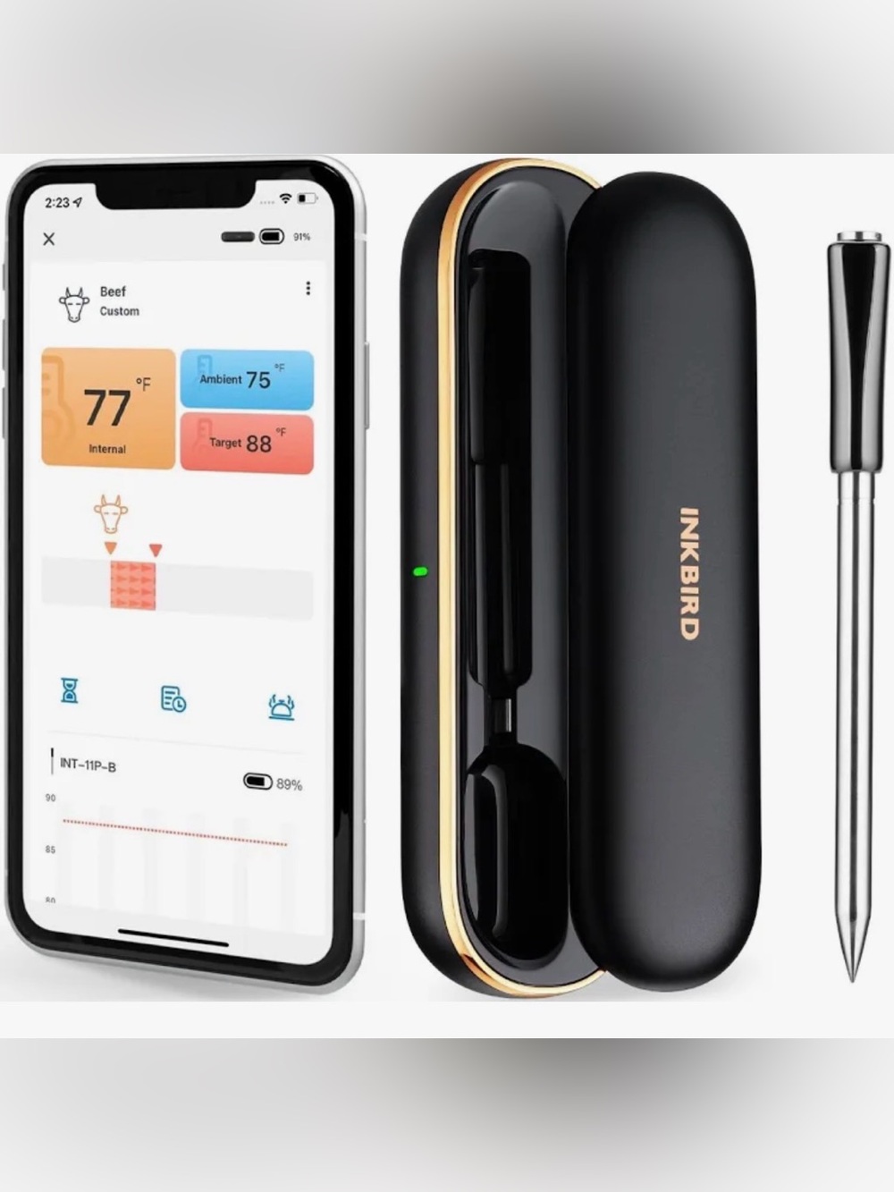 INKBIRD Wireless Meat Thermometer Bluetooth Smart Sensor INT-11P-B